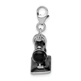 925 Sterling Silver Enameled 3-D Sewing Machine with Lobster Clasp Charm