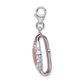Mother's Day Sterling Silver Amore La Vita Rhodium-pl Red Enameled 3-D Watch Charm