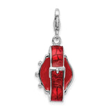 Mother's Day Sterling Silver Amore La Vita Rhodium-pl Red Enameled 3-D Watch Charm