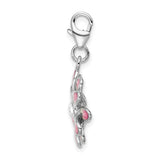 Sterling Silver Enameled Flower W/Lobster Claw Clasp Clasp Charm Charms