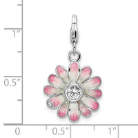 Sterling Silver Enameled Flower W/Lobster Claw Clasp Clasp Charm Charms