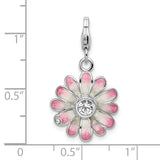 Sterling Silver Enameled Flower W/Lobster Claw Clasp Clasp Charm Charms
