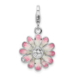Sterling Silver Enameled Flower W/Lobster Claw Clasp Clasp Charm Charms