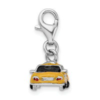 Sterling Silver Enameled Taxi Cab W/Lobster Claw Clasp Clasp Charm Charms