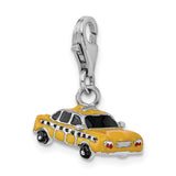 Sterling Silver Enameled Taxi Cab W/Lobster Claw Clasp Clasp Charm Charms