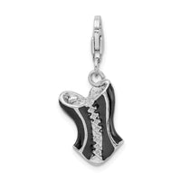 Sterling Silver 3-D Enameled Corset W/Lobster Claw Clasp Clasp Charm Charms