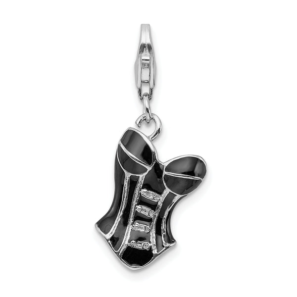 Sterling Silver 3-D Enameled Corset W/Lobster Claw Clasp Clasp Charm Charms
