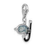 Sterling Silver 3-D Enameled Snorkles with Lobster Clasp Charm