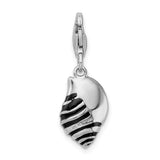 Sterling Silver 3-D Enameled Shell W/Lobster Claw Clasp Clasp Charm Charms