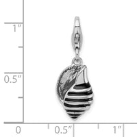 Sterling Silver 3-D Enameled Shell W/Lobster Claw Clasp Clasp Charm Charms
