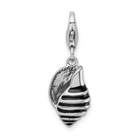 Sterling Silver 3-D Enameled Shell W/Lobster Claw Clasp Clasp Charm Charms