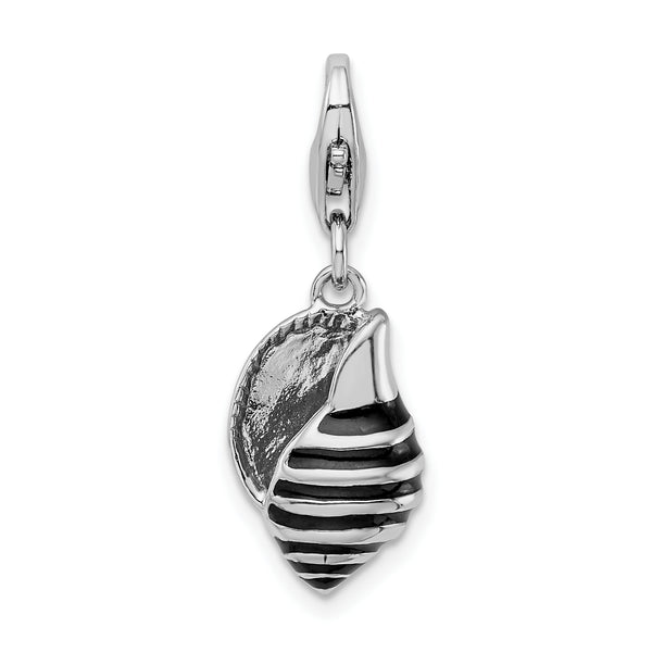 Sterling Silver 3-D Enameled Shell W/Lobster Claw Clasp Clasp Charm Charms