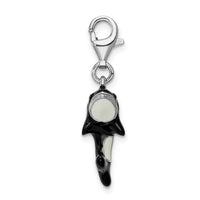 Sterling Silver 3-D Enameled Orca Whale W/Lobster Claw Clasp Clasp Charm Charms