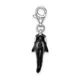 Sterling Silver 3-D Enameled Orca Whale W/Lobster Claw Clasp Clasp Charm Charms