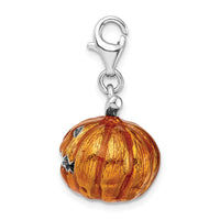 Sterling Silver 3-D Enameled Jack o Lantern with Lobster Clasp Charm