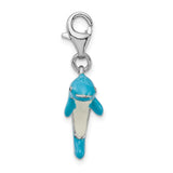Sterling Silver 3-D Enameled Dolphin W/Lobster Claw Clasp Clasp Charm Charms