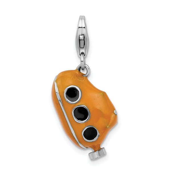 Amore LaVita Sterling Silver 3-D Enameled Submarine with Lobster Clasp Charm