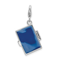 Amore LaVita Sterling Silver Enameled 3-D Note Book with Lobster Clasp Charm