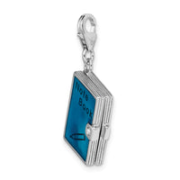 Amore LaVita Sterling Silver Enameled 3-D Note Book with Lobster Clasp Charm