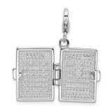 Amore LaVita Sterling Silver Enameled 3-D Note Book with Lobster Clasp Charm