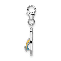 Couture Jewelers Amore LaVita Sterling Silver Enameled 3-D Flower Flip Flop with Lobster Clasp Charm