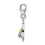 Couture Jewelers Amore LaVita Sterling Silver Enameled 3-D Flower Flip Flop with Lobster Clasp Charm