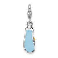 Couture Jewelers Amore LaVita Sterling Silver Enameled 3-D Flower Flip Flop with Lobster Clasp Charm