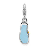 Couture Jewelers Amore LaVita Sterling Silver Enameled 3-D Flower Flip Flop with Lobster Clasp Charm