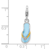 Couture Jewelers Amore LaVita Sterling Silver Enameled 3-D Flower Flip Flop with Lobster Clasp Charm