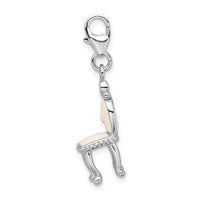 Amore La Vita Sterling Silver Rhodium-pl Enameled 3-D Vanity Chair Charm