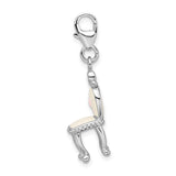Amore La Vita Sterling Silver Rhodium-pl Enameled 3-D Vanity Chair Charm