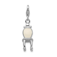 Amore La Vita Sterling Silver Rhodium-pl Enameled 3-D Vanity Chair Charm
