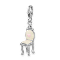 Amore La Vita Sterling Silver Rhodium-pl Enameled 3-D Vanity Chair Charm