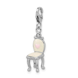 Amore La Vita Sterling Silver Rhodium-pl Enameled 3-D Vanity Chair Charm