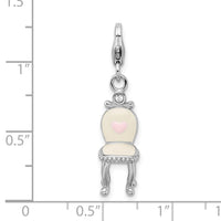 Amore La Vita Sterling Silver Rhodium-pl Enameled 3-D Vanity Chair Charm