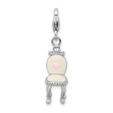 Amore La Vita Sterling Silver Rhodium-pl Enameled 3-D Vanity Chair Charm