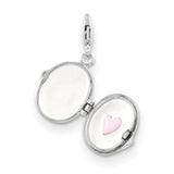 Sterling Silver Amore La Vita Rhod-plated Enameled Love Compact Charm