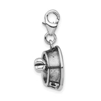 Amore LaVita Sterling Silver 3-D Dog Bowl & Bone with Lobster Clasp Charm