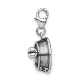 Amore LaVita Sterling Silver 3-D Dog Bowl & Bone with Lobster Clasp Charm