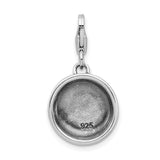 Amore LaVita Sterling Silver 3-D Dog Bowl & Bone with Lobster Clasp Charm