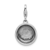 Amore LaVita Sterling Silver 3-D Dog Bowl & Bone with Lobster Clasp Charm
