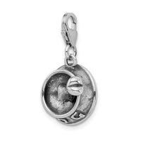 Amore LaVita Sterling Silver 3-D Dog Bowl & Bone with Lobster Clasp Charm
