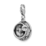 Amore LaVita Sterling Silver 3-D Dog Bowl & Bone with Lobster Clasp Charm