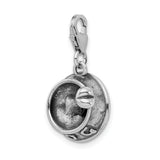 Amore LaVita Sterling Silver 3-D Dog Bowl & Bone with Lobster Clasp Charm