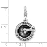Amore LaVita Sterling Silver 3-D Dog Bowl & Bone with Lobster Clasp Charm