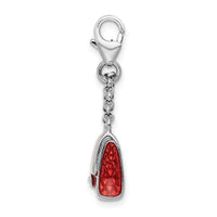 Amore La Vita Sterling Silver Rhodium-plated Enameled 3-D Purse Charm