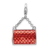 Amore La Vita Sterling Silver Rhodium-plated Enameled 3-D Purse Charm
