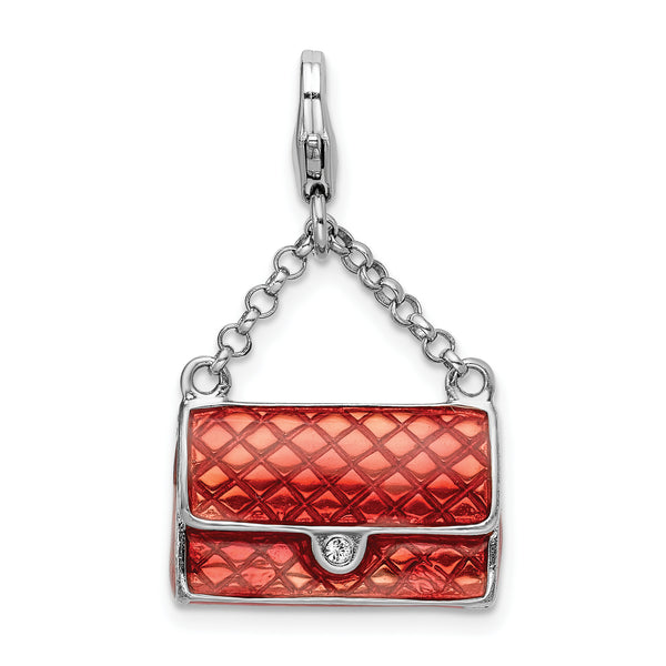 Amore La Vita Sterling Silver Rhodium-plated Enameled 3-D Purse Charm