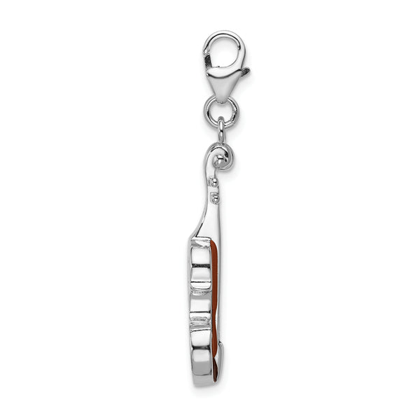 Amore LaVita Sterling Silver Enameled 3-D Viola with Lobster Clasp Charm
