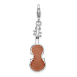 Amore LaVita Sterling Silver Enameled 3-D Viola with Lobster Clasp Charm